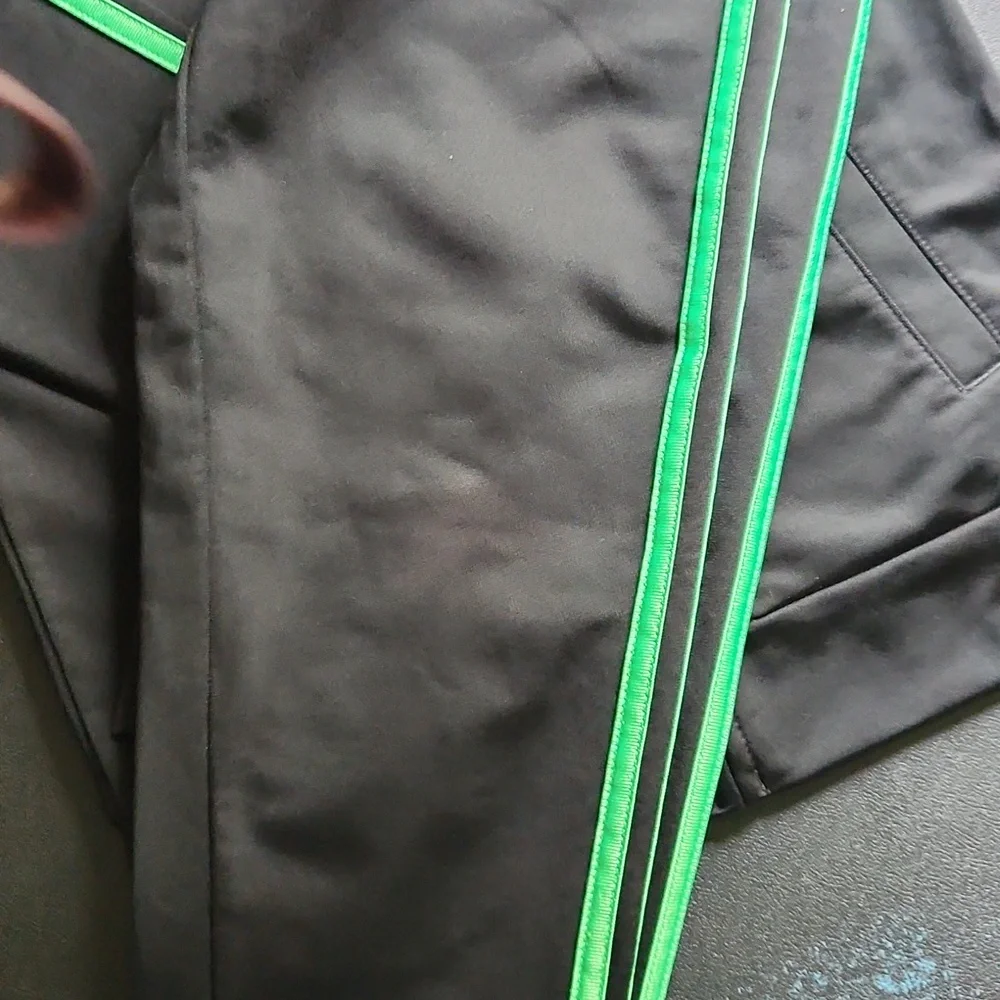 Adidas Black Tracksuit with Green Stripes - Picture 4 of 5